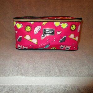 Vtg Y2K Betsey Johnson Cat Eyes Train Case Summer Fun Makeup Bag Toiletries UPF